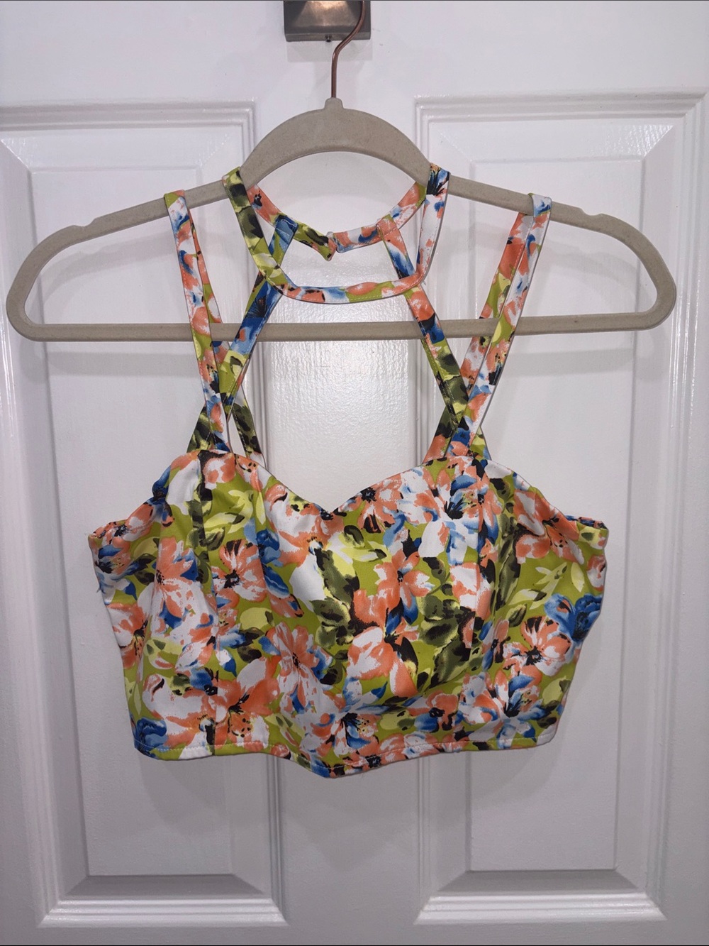 Floral Multi-Color Strappy Crop Top